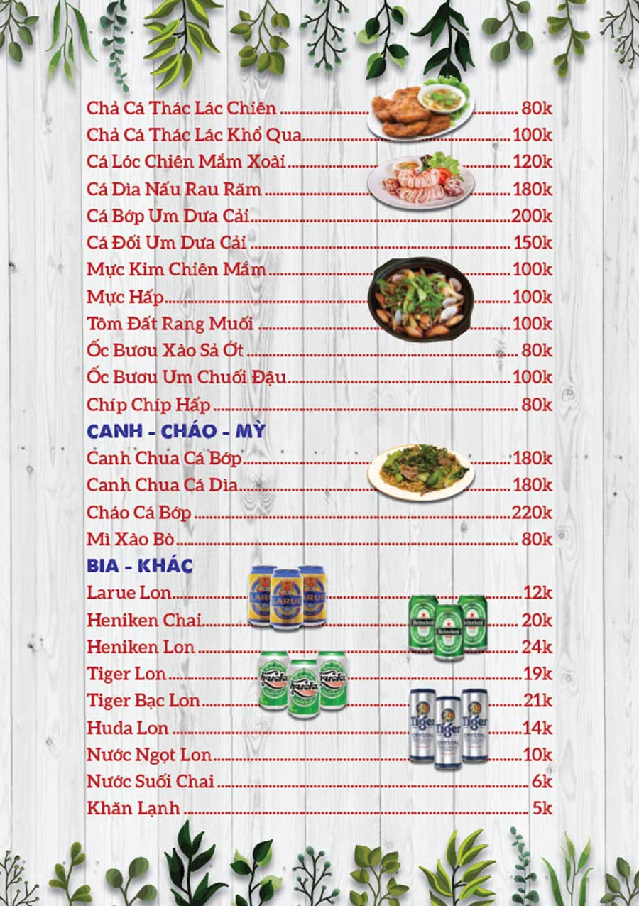 menu t26hotel đ&agrave; nẵng